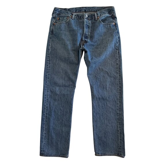 Vintage 90s LEVIS 501 Straight Leg Button Fly Denim Blue Jeans 36 x 32 - Picture 1 of 15